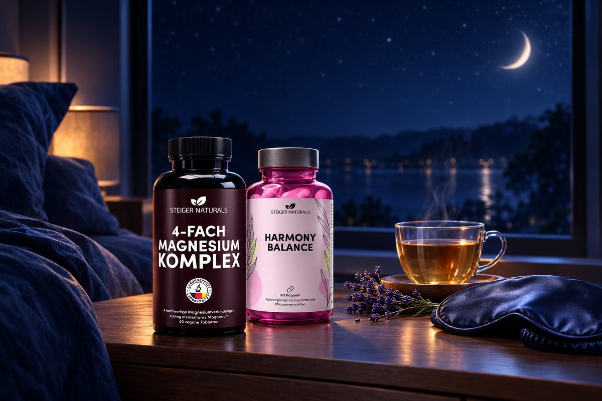 Schlafgut-Set für Frauen: Magnesium 4-fach Komplex und Harmony Balance